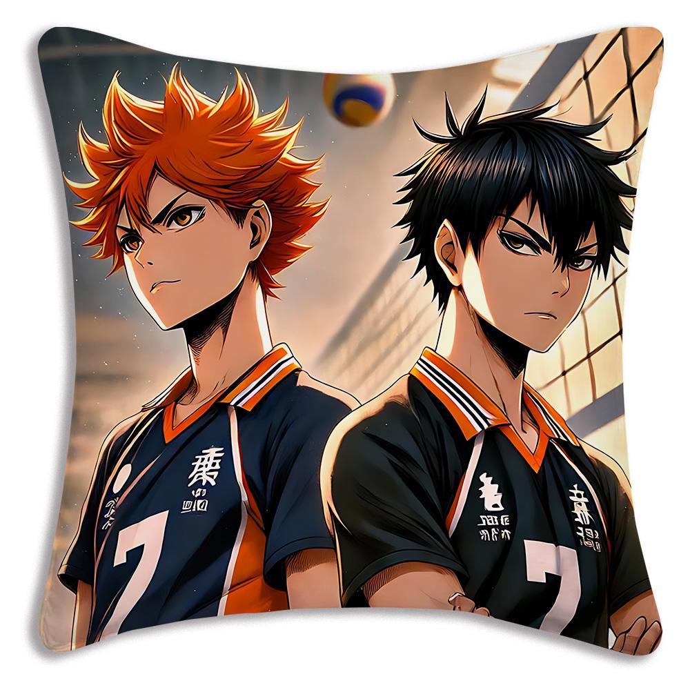 Comic Anime h-Haikyuus Kissenbezüge Cartoon Sofa Dekoratives Zuhause Zweiseitiger Druck Kurzer Plüsch Niedlicher Kissenbezug