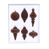 Set of 6 Irregular Mocha Mousse Christmas Tree Flocking Balls
