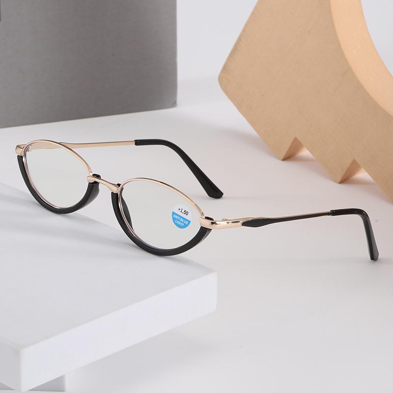 New Luxury Retro Metal Frame Presbyopia Glasses Unisex Half-Frame Oval Blue Light Blocking High-Definition Reading Glasses