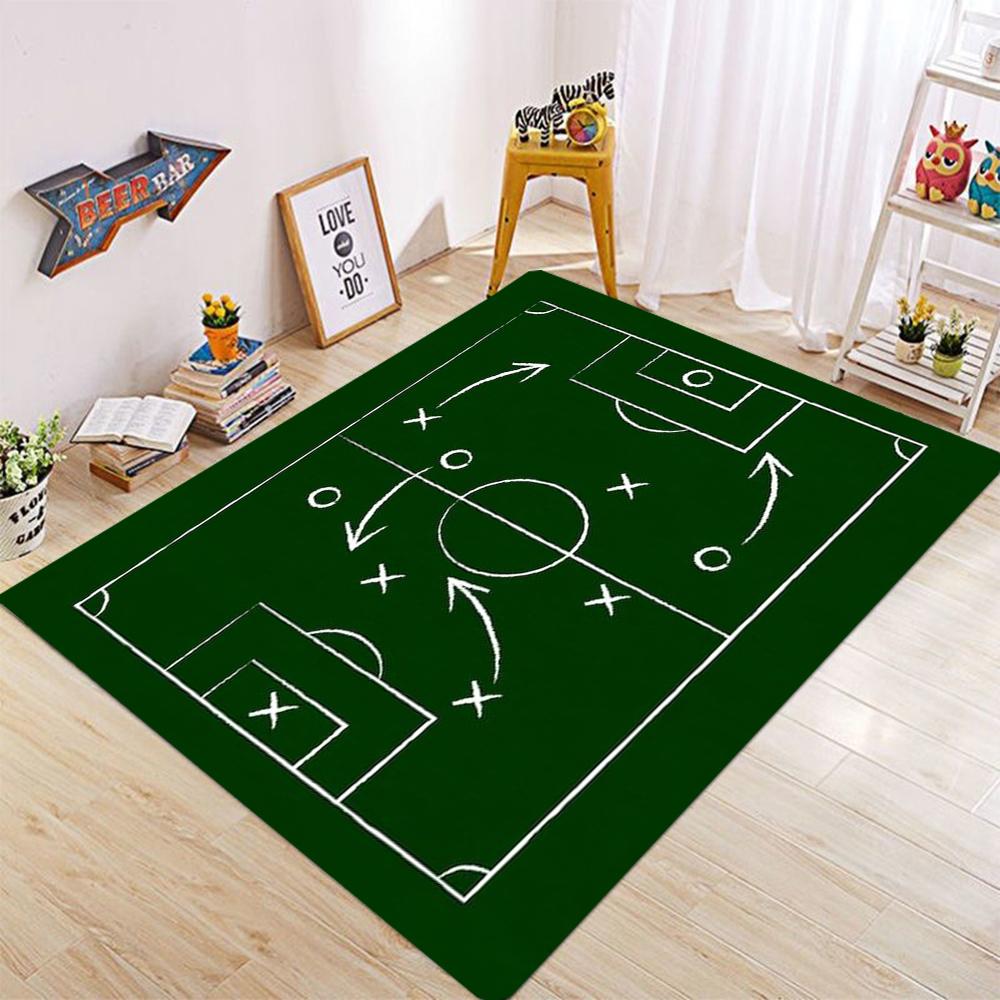 Football Field Pattern Carpet for Living Room Bedroom Kids Play Area Sports Floor Mat Anti Slip Doormat  Suitable for Home Decor