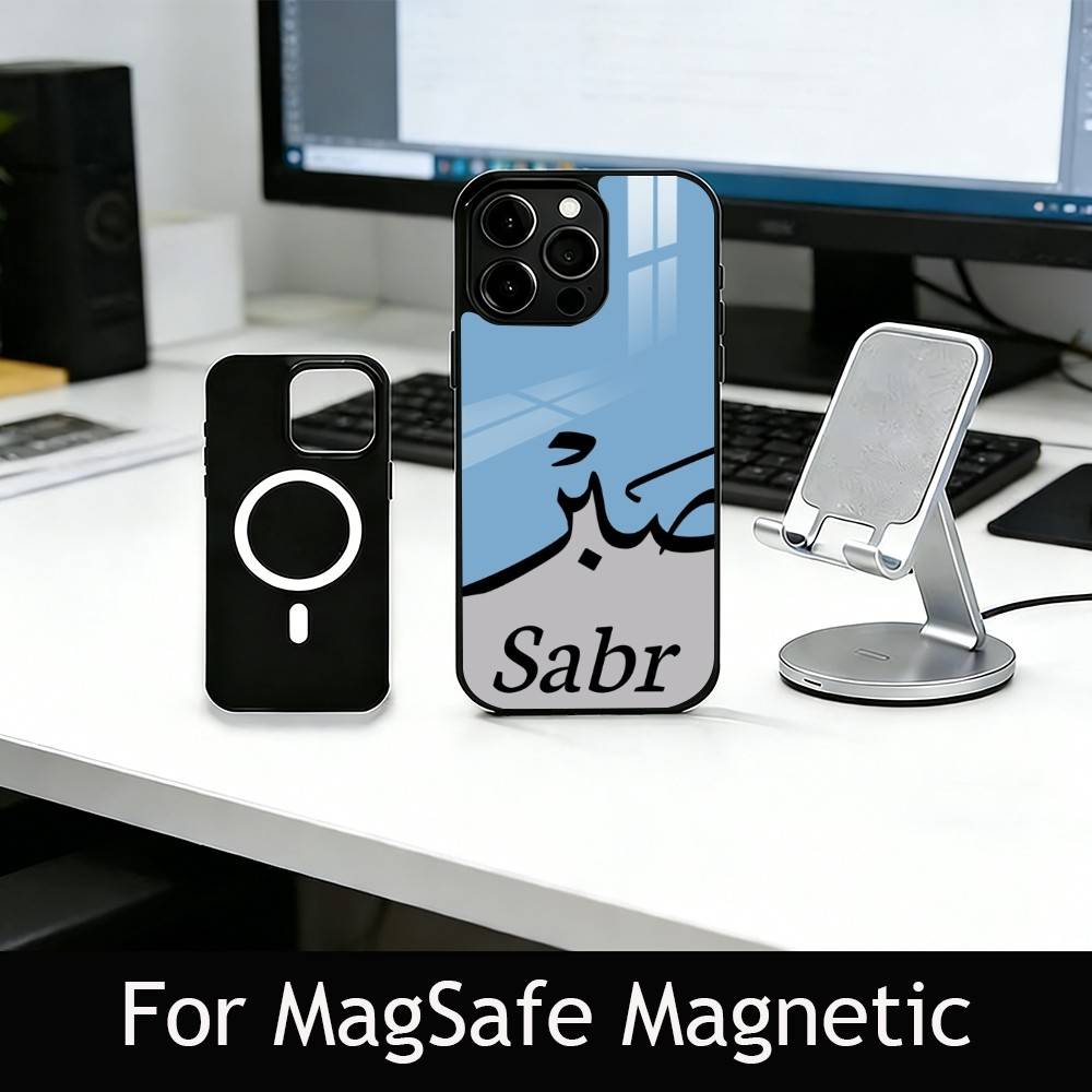 Sabr Patience Arabic Phone Case For iPhone17,16,15,14,13,12,11 Plus,Pro Magnetic with Magsafe Wireless Charging