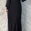 Schnür-Rüschen-Lockeres Maxi-Kleid für Damen Hohe Taille Elegant Bandage Patchwork Freizeitkleid Weibliches Sommer-Langes Kleid