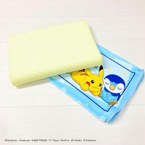 MORIPiLO Kids' Low-Profile Pillow, Pok?mon Pikachu and Piplup Junior Soft Memory Foam Pillow, Blue, 35x25x5cm, Skin-Friendly Microfabric, Washable, wi