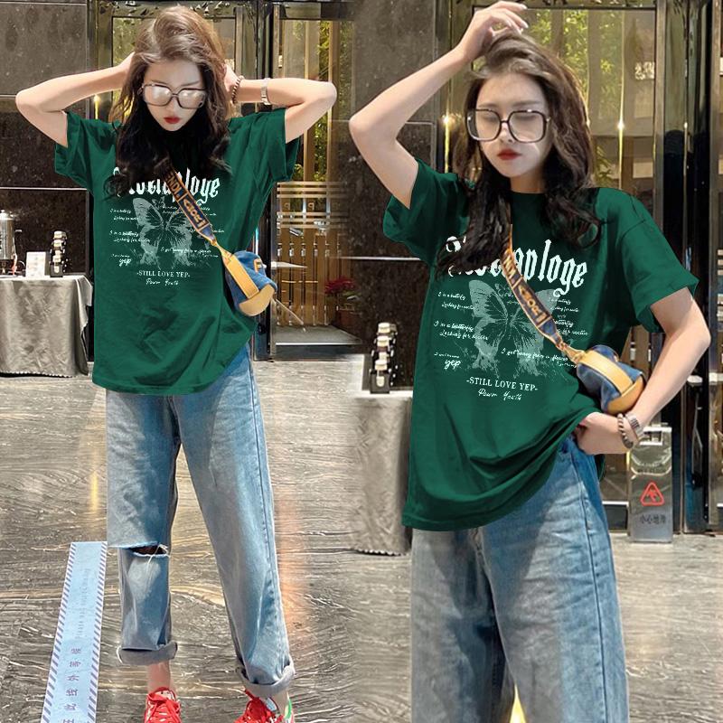 White inner cotton long loose short-sleeved T-shirt women's 2025 summer new large version top bottoming shirt M