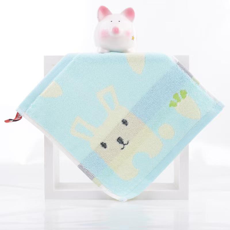 Cartoon Puppy Bear Quick-Drying Jacquard Hand Towel, 100% Cotton, 25x25 cm.