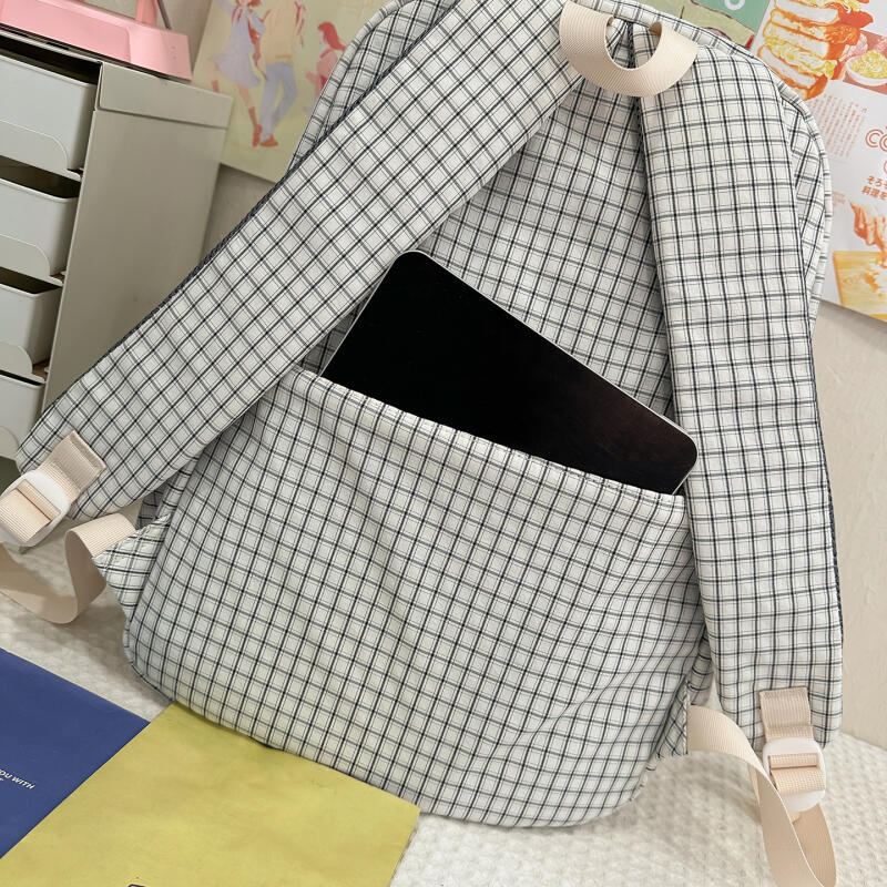 Student Schoolbag Women's Lightweight Water-repellent Plaid Backpack Travel Backpack