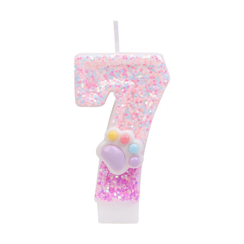 

Cute Pink Paw Number Cake Candles Cake Topper for Kids Boy Girl Happy Birthday Party Cake Decoration Dog Cat Theme Party Favors