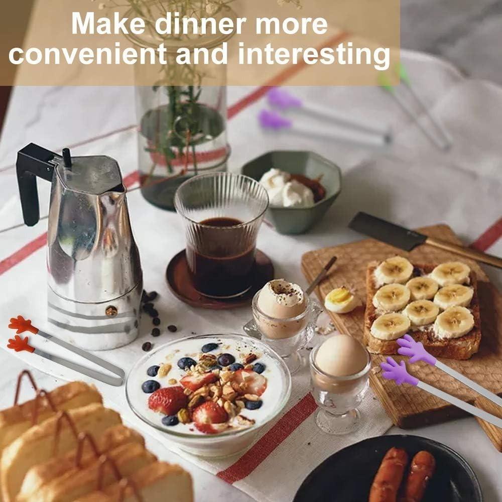 8 stk Silikon Mini Klemmer Håndformede Matklemmer Fargerike Barneklemmer for Mat Is Frukt BBQ Enkle Å Rengjøre 5 Tommer