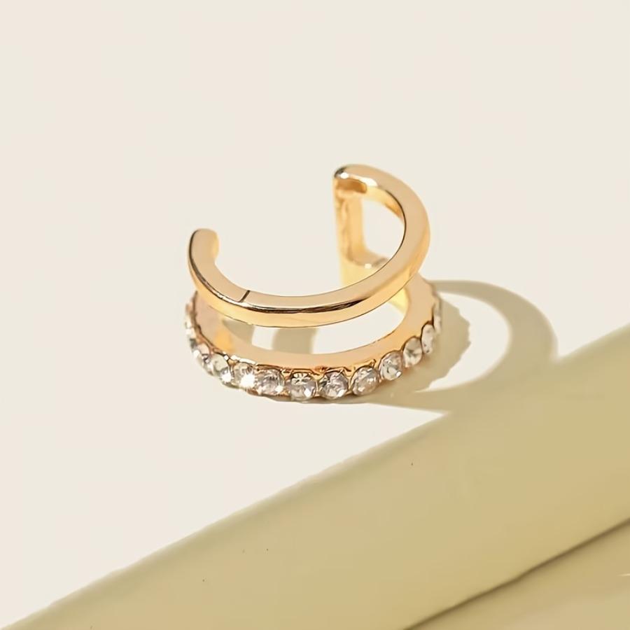 Minimalist Line Dual C-Shaped Ear Clips Personalized Double-Layer U-Shaped No-Piercing Ear Clips for Daily Wear