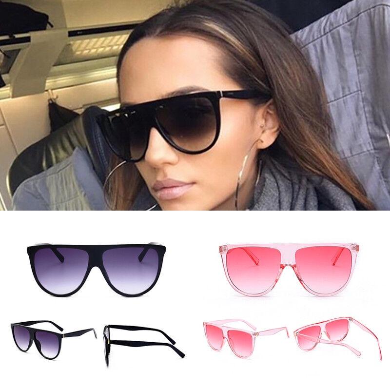 Black Oversized Shadow Sunglasses Flat Top Shield Womens Elegant Highquality Eyewear