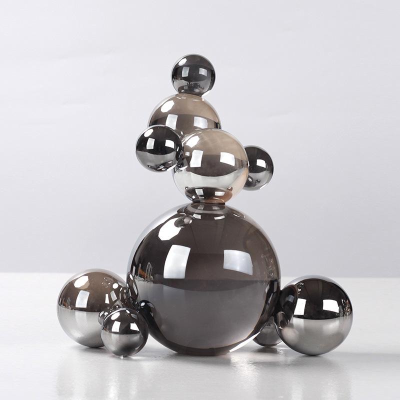 Modern Italian Light Luxury Creative Geometric Crystal Molecules Stacked Spherical Ornaments Model Room Hotel Soft Decorations