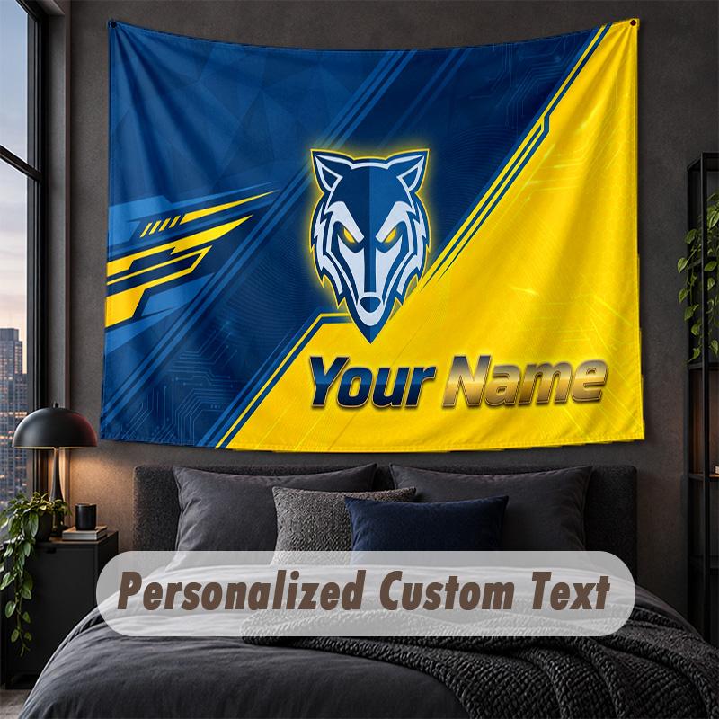 Custom Name Text Tapestry,Warrington Wolves Decorative Wall Hanging, Background Tapestry For Home Bedroom