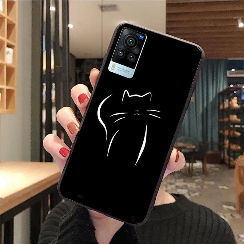 Black Cat Phone Case for VIVO V21E V21 V23 V23E V2109 Y53S Y33S Y55 Y76 Y31 Y21 Y72 Y01 Y21S Y11S