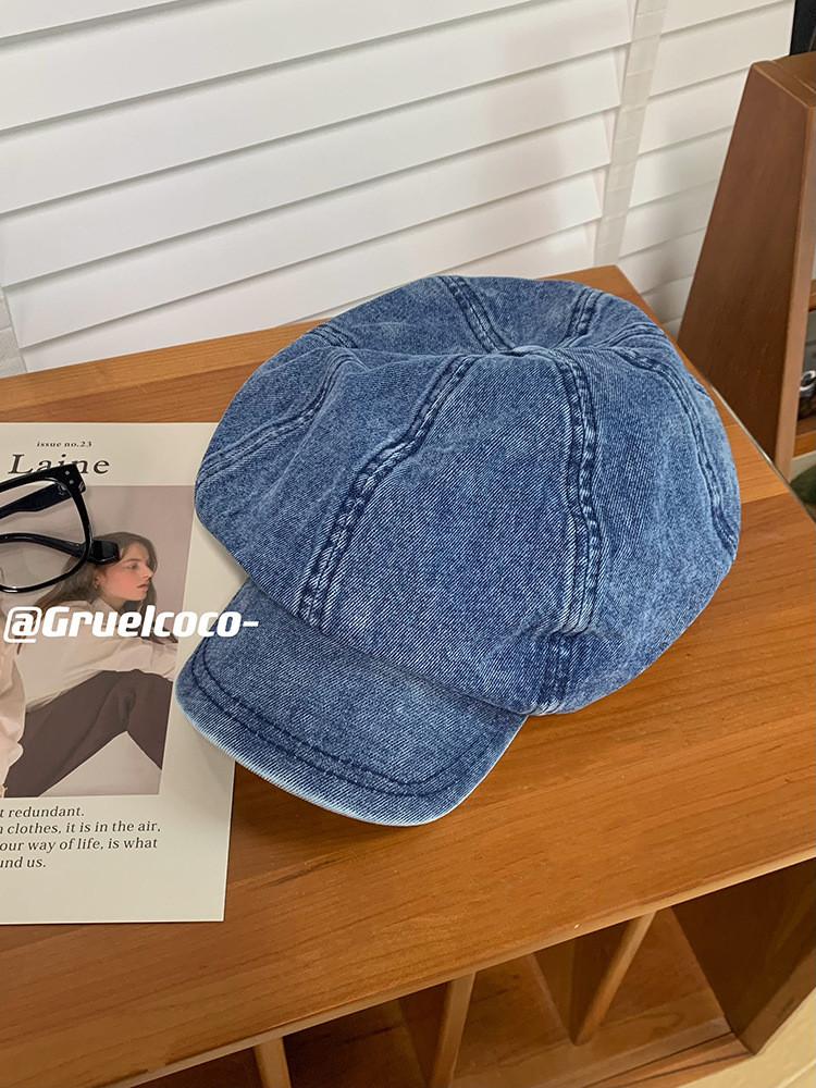 

Classic Denim Beret Hat For Women With Wide Brim And Adjustable Fit For Spring And Fall Dark Denim