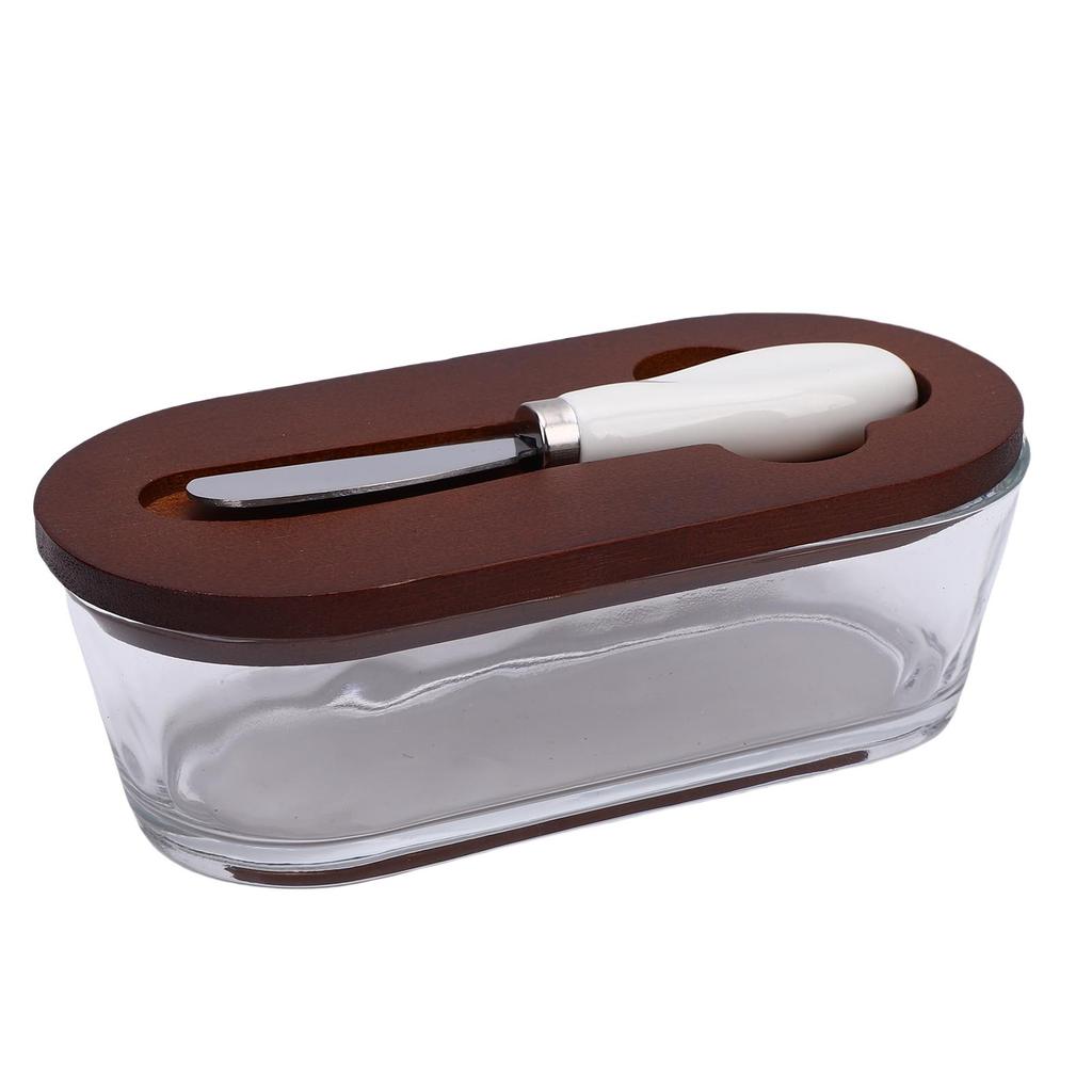 Glass Dish with Lid Airtight for Freshness 300ML Rectangular for Kitchen Countertop Decor