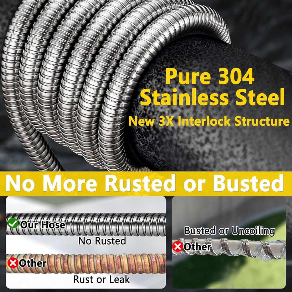 Stainless Steel Garden Hose Flexible Hose High Pressure Watering Pipe For Car Wash Irrigation Accessories Gardens Supplies