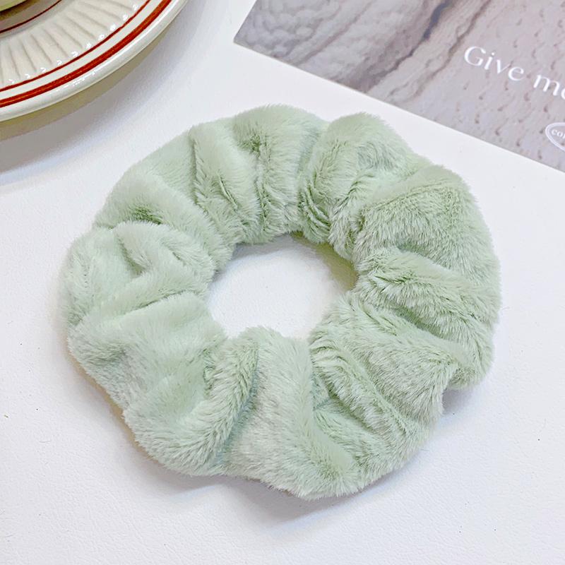 Solid Soft Plush Wide Hair Band For Women Girls Ponytail Holder Hair Tie Fluffy Rubber Band Scrunchie Hair Accessories