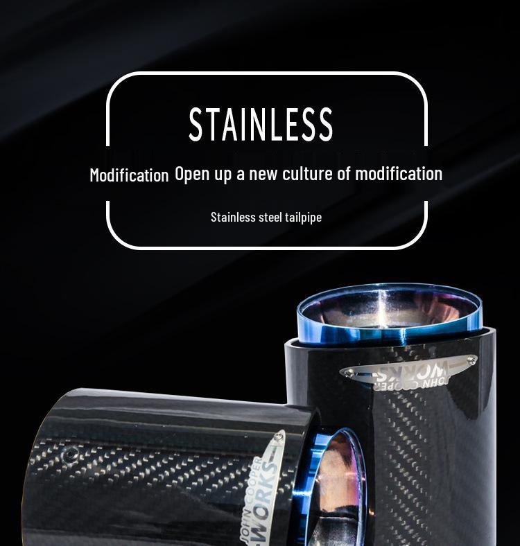 BM Mini Cooper Carbon Fiber Burnt Blue Stainless Steel Exhaust Tailpipe