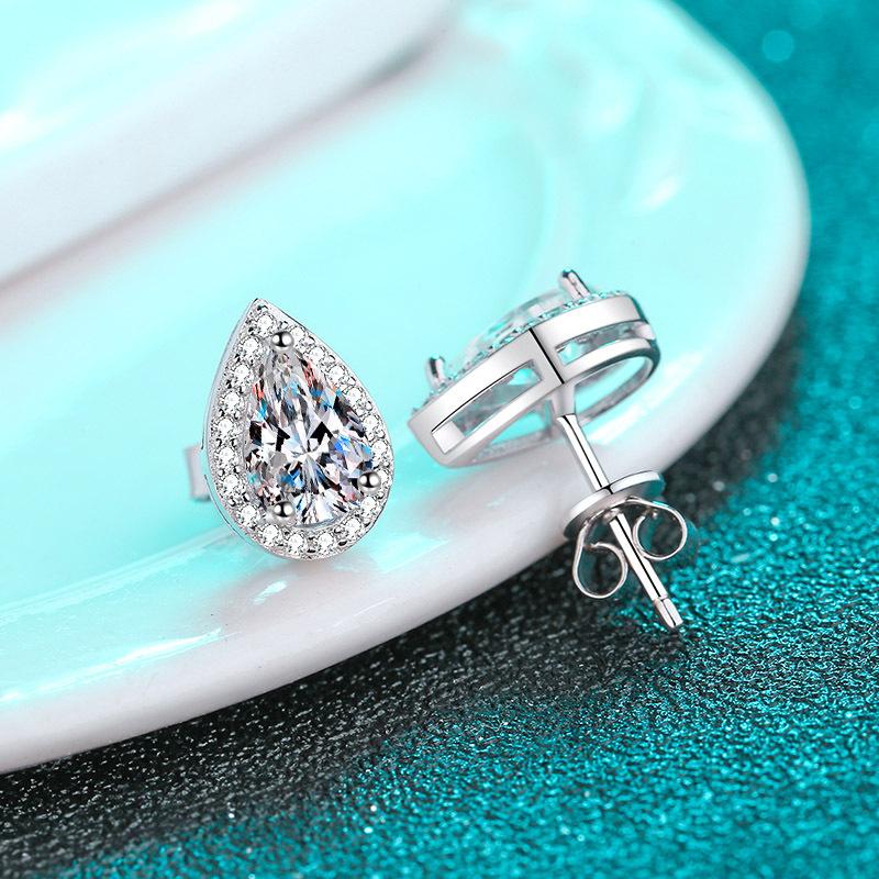 0.5-1ct D Color Moissanite Stud Earrings For Women Top Quality 100% 925 Silver Sparkling Wedding Jewelry