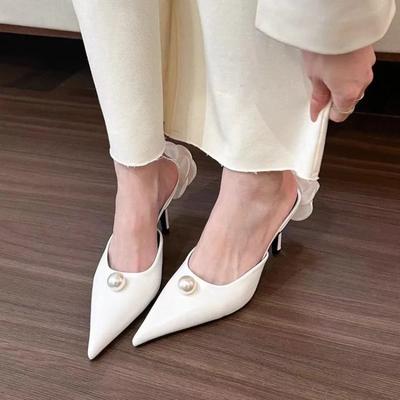 Moda Moda Perła Jednolity Kolor Czółenka Damskie Buty Projektant Tylny Kwiat Szpiczasty Nosek Seksowne Bankietowe Wysokie Obcasy Zapatos De Mujer