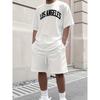 Men's Sports T-shirt Shorts Set, Crew Neck, Solid Color, Suitable for Gym and Training