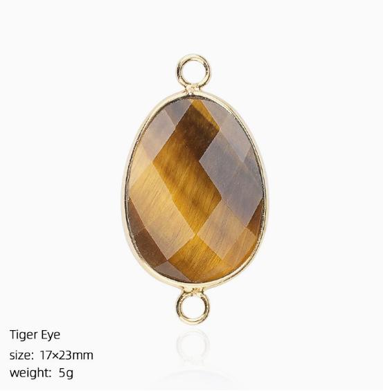 Natural Crystal Stone Charms Faceted Waterdrop Connector with Brass Findings Golden for Necklace Bracelet Jewelry Making DIY