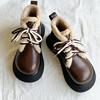 Fashion Round Toe Lace-up Chunky Snow Boots for Women Leather Plush Booties Comfortable and Elegant Footwear Autumn Winter Woman Shoes