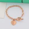 Korean-Style Heart Tag T-Bar Chunky Chain Bracelet – Valentine's Day Gift