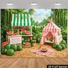 2D Birthday Party Background Cloth Watermelon Picnic Tropical Jungle Banner for Decor