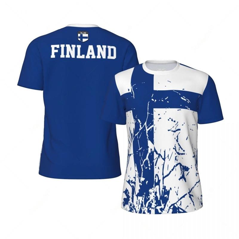 MDHAO xin nan zhuang  3D txu Finland Vlag T-shirt Voor Mannen Zomer 3D Geprint Oversized T-shirt Sport Fitness Korte Mouwen Mode Ronde Hals Voetbal T-shirts L