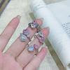 Fashion Cross Double-Row Pink And White Zir*****Pening Adjustable Ring Temperament Color Treasure Exquisite Niche High-End Ring
