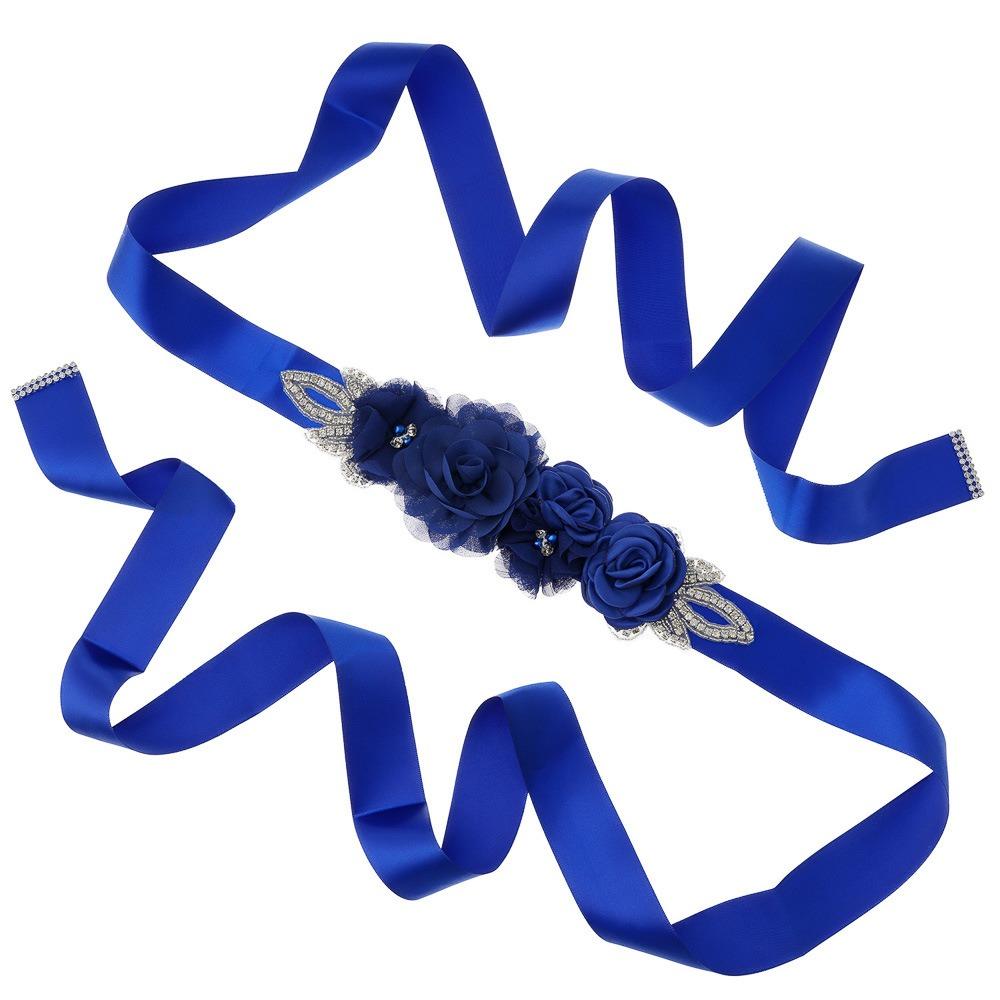 Creative Wedding Flower Waistband Rhinestone Beaded Floral Applique Sash Bridal Dress Accessories