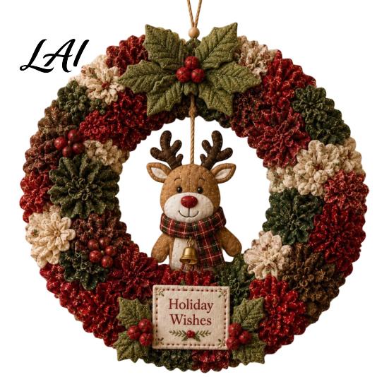 Baumstocher Kunstkranz DIY Weihnachts-Kit 3D Stoff Nikolaus Schneemann Elch Set Feiertags-Haustürdeko Bastelartikel Weihnachten