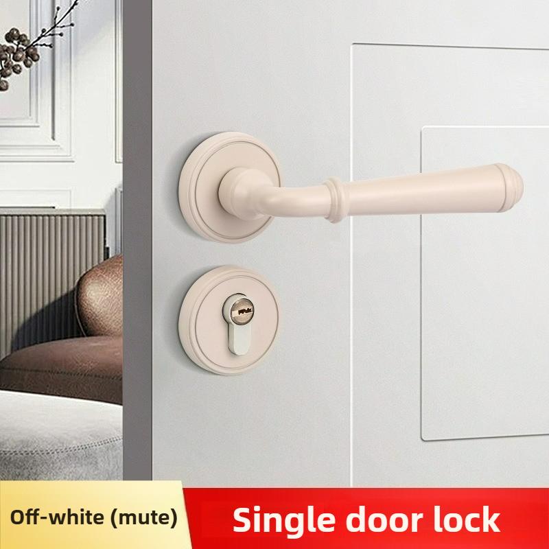 Nordic Style Bedroom Solid Wood Door Silent Handle Split Lock