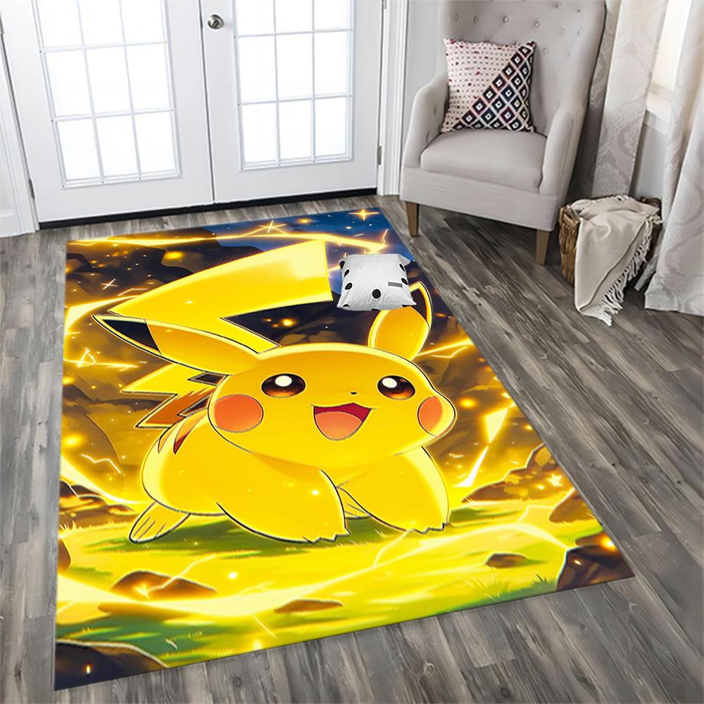 Pikachu Energy Burst rug for living rooms, bedrooms, home décor, and as gifts.