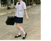 Thai JK Basic Short-Sleeved Uniform Square Neck Shirt - Milk White
