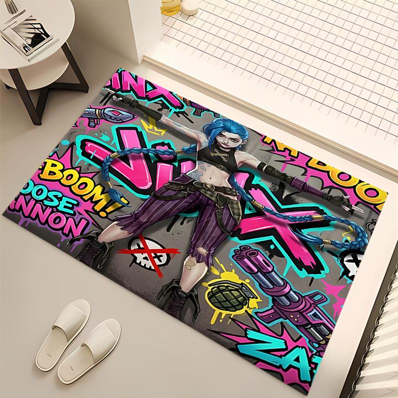 League of Legends Jinx Print Area Rug - Soft,Washable Non-Slip Indoor Mat,Living Room,Home Office Decorative Rug