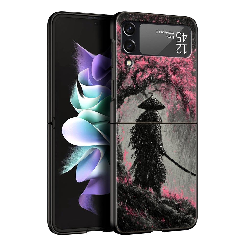 Japanese Bushido Samurai Phone Case For Samsung Galaxy Z Flip3 Flip4 Flip5 Case Shell For Z Flip 3 4 5 6 7 Hard Folding Cover