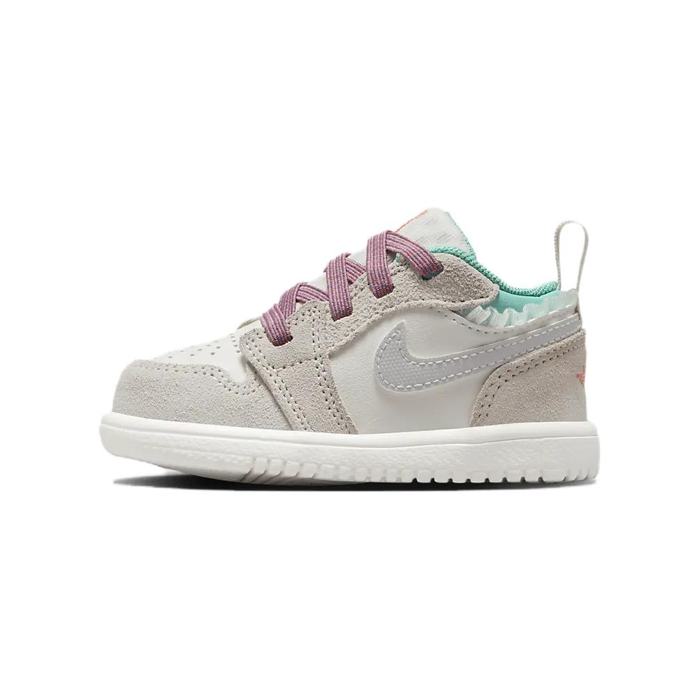 New Jordan Air Jordan 1 Anti-Slip Wear-Resistant Low-Top Toddler Shoes White Gray Infant And Toddler FQ8092-100