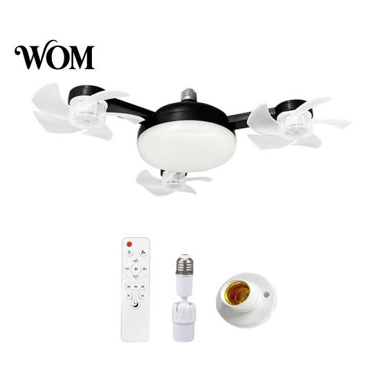 Smart Home Ceiling Fan 3/4/5 Blade with Light & Remote Control, 2-in-1 Silent LED Drone Foldable Blades, 3-Speed Dimmable E27 Socket for Bedroom