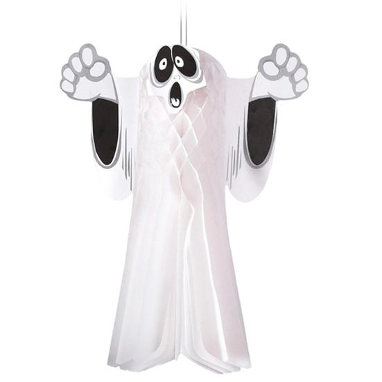 Decorative Ghosts for Halloween Night 3D Honeycomb Paper Flying Ghost Hanging Decoration Party Indoor Ghostly Origami Decorations Outdoor Home Decor,