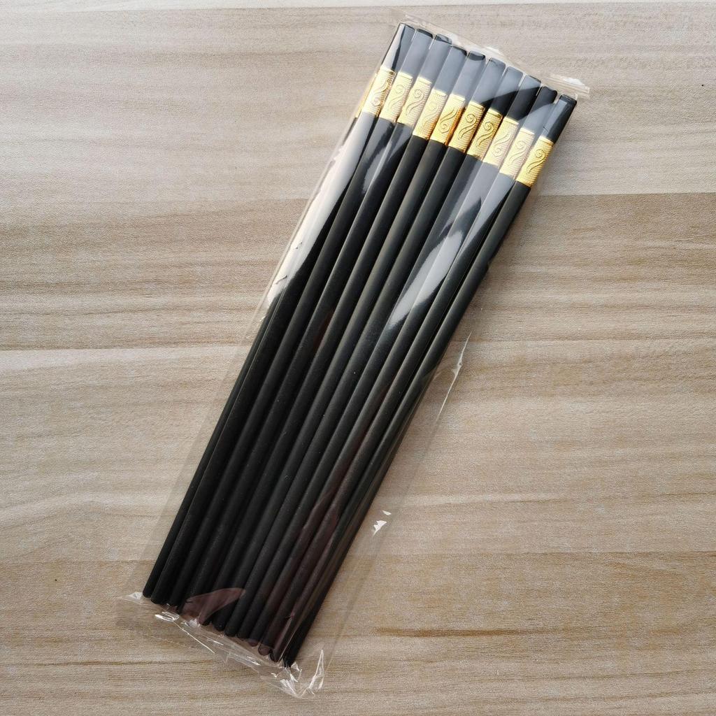 Jin Fu Black Alloy Non-slip Chopsticks for Home and Restaurant Use