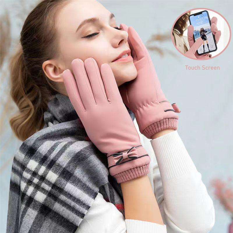 Wintertime Women Touchscreen Gloves New Warmer Thermal Fleece Lined Guantes Full Finger Mittens Waterproof Motorbike Glove