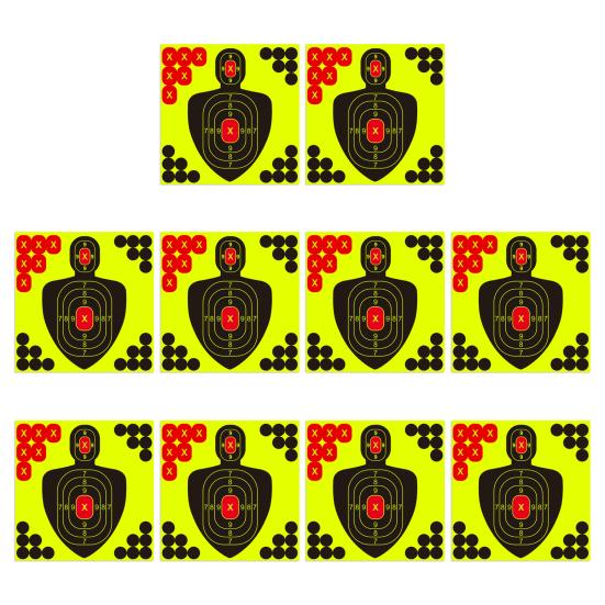 10Pcs Shooting Target Papers Self Adhesive Good Impact Blasting Effect Exquisite Pattern Multiple-holes Highly Visibility Shooting Practice 4 Styles
