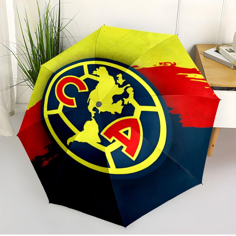 Club America Print Automatic Open Close Umbrella, Portable Foldable Umbrella, for Outdoor Commute Camping Trip, Ideal Birthday Gift