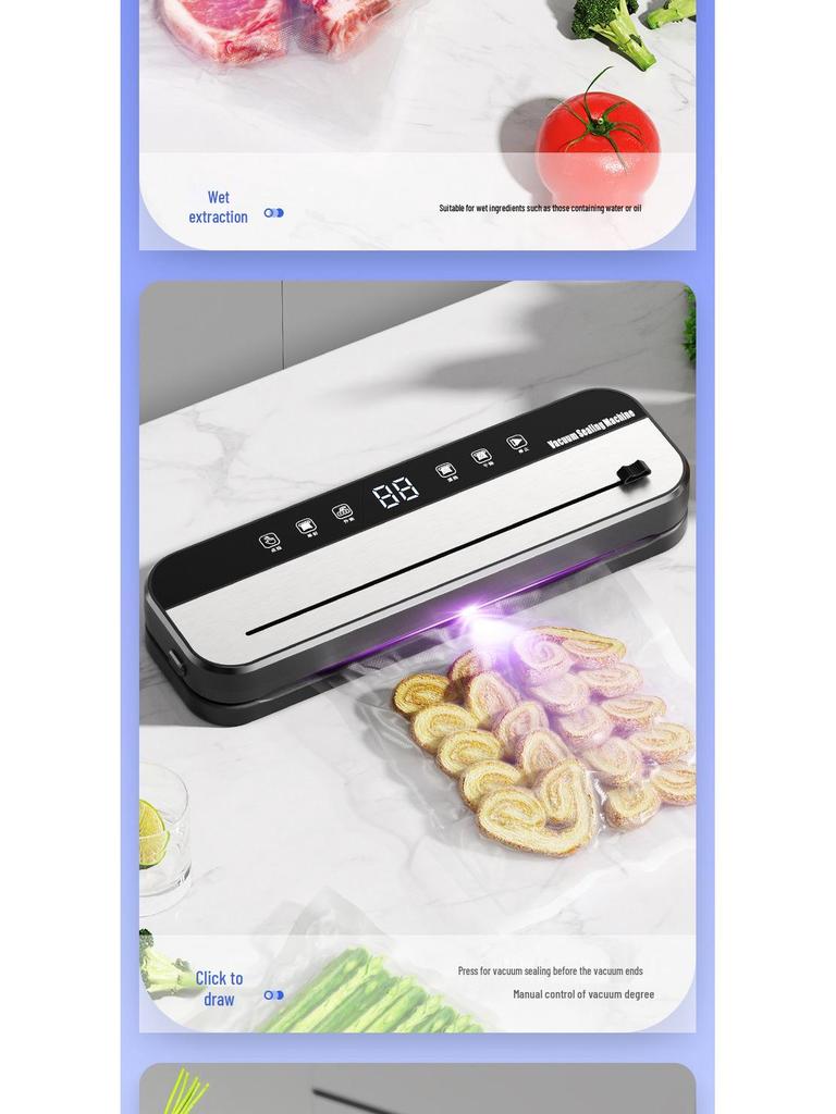 Cross-Border Stainless Steel Automatic Vacuum Sealer - Intelligent Fresh-Keeping Cutting Model
