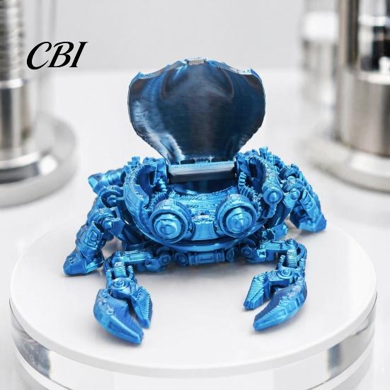 Articulated Crab Toy 3D Printed Mechanical Figurine, Cyberpunk Model with Openable Lid Movable Joints, Lid, Animal Decoration Ornament Sensory