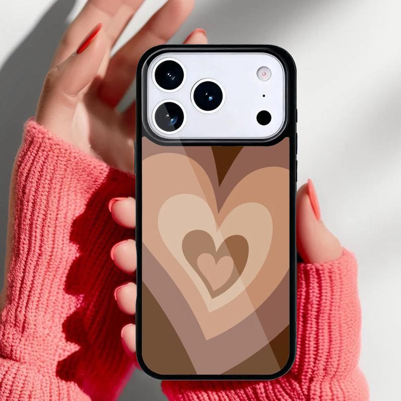 Latte Love Braunes Herz Ästhetische Handyhülle für iPhone 17 16 15 14 13 Pro Max Rückabdeckung für 12 11 Pro Hülle