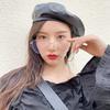Internet Celebrity Ins Flat Top Beret Women's Korean Version Autumn and Winter Versatile PU Leather Painter Hat Pumpkin Hat