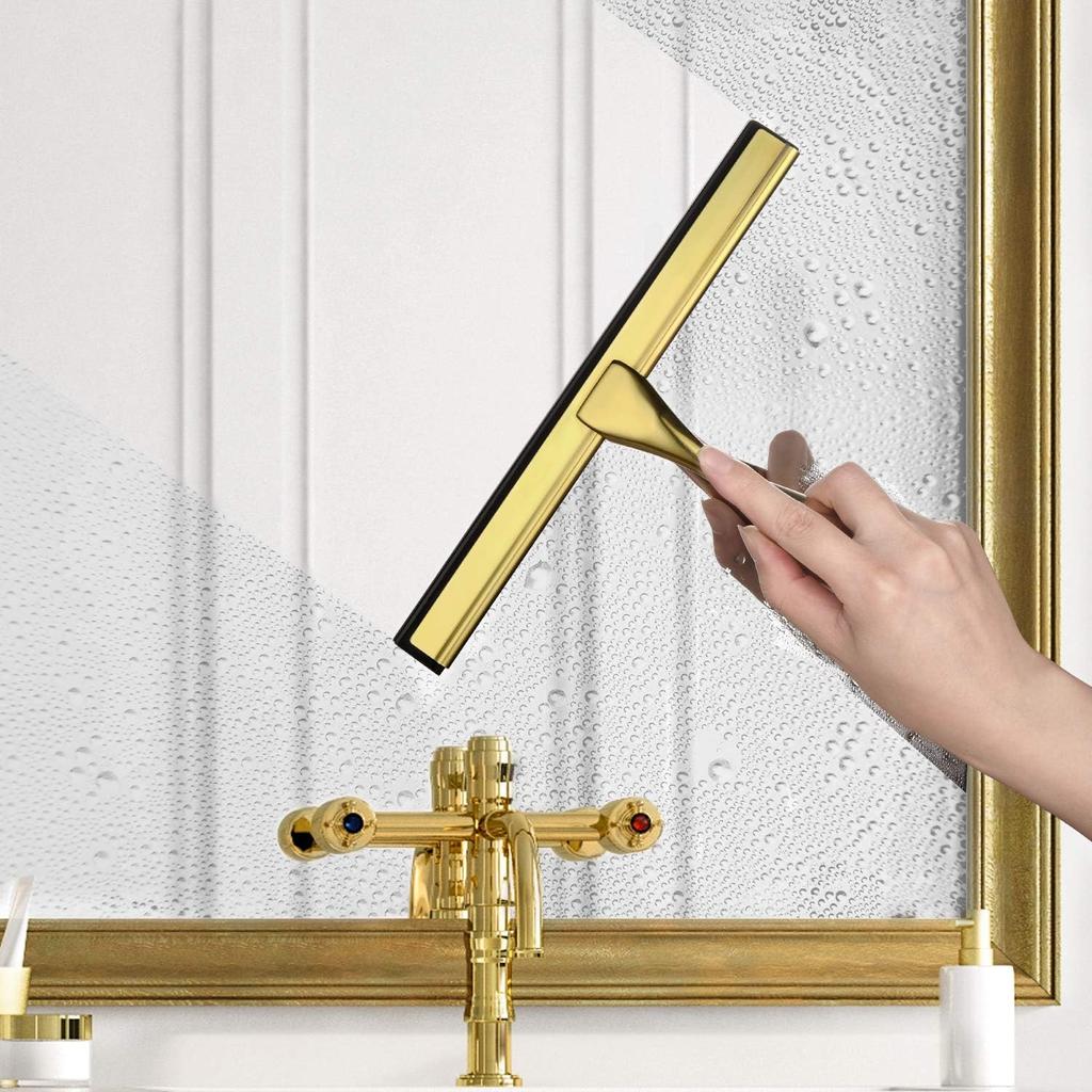 All-Purpose Shower Squeegee for Shower Doors, Bathroom, Window and Car Glass - Bronze, Stainless Steel